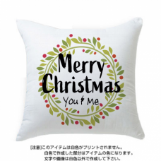 oldクリスマスリースのイラストがおしゃれなクッションをオリジナルでプリント　クリスマスのテンプレート　角型クッションの無料デザインテンプレート
