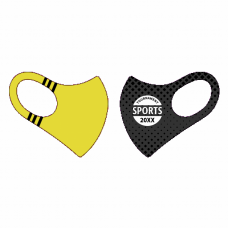 スポーティーなバイカラーの大きめスポーツマスクをオリジナルでプリント　スポーツのテンプレート　【日本製】 TAKUMIBA 洗える超伸縮4ガードフィットマスク （L）の無料デザインテンプレート
