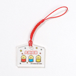 アクリル絵馬（S）赤色の根付ストラップ付きクリアキーホルダー 大ロットはもちろん1個でも安く物販品や販促品・合格祈願などのお守りにおすすめ 自作アクキー