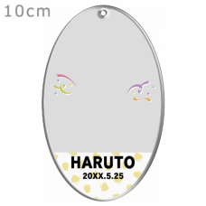 ポップなポイント入り誕生日の写真キーホルダーをオリジナルでプリント　誕生日祝いのテンプレート　楕円型キーホルダー（クリア）の無料デザインテンプレート