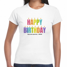 バースデーキャンドル風のロゴ入りTシャツをオリジナルでプリント　誕生日祝いのテンプレート　【アウトレット】GILDAN ジャパンフィットTシャツ（レディース）の無料デザインテンプレート