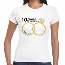 oldリングに写真を入れられる結婚記念Tシャツをオリジナルでプリント　結婚記念のテンプレート　【アウトレット】GILDAN ジャパンフィットTシャツ（レディース）の無料デザインテンプレート
