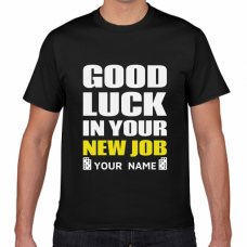 タイポグラフィのロゴ入り転職祝いTシャツをオリジナルでプリント　転職のテンプレート　短納期Tシャツの無料デザインテンプレート