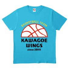 ボールのイラスト入り元気なカラーのTシャツをオリジナルでプリント　バスケットボールのテンプレート　TRUSS ヘビーウェイトTシャツの無料デザインテンプレート