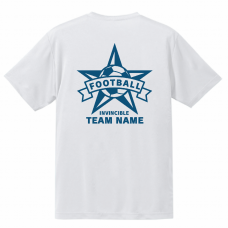星のエンブレムとサッカーボールのイラスト入りTシャツをシルクスクリーンでオリジナルでプリント　運動系部活のテンプレート