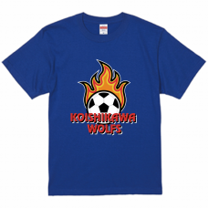 サッカーボールのイラスト入り元気なチームTシャツをオリジナルでプリント　チームウェア・グッズのテンプレート　United Athle 5.6oz ハイクオリティTシャツの無料デザインテンプレート