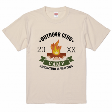 焚き火のイラスト入りキャンプTシャツをオリジナルでプリント　アウトドア・レジャーのテンプレート　United Athle 5.6oz ハイクオリティTシャツの無料デザインテンプレート
