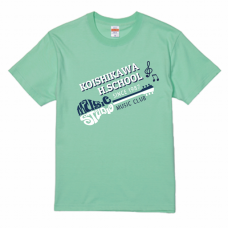 おしゃれなギターのイラストと学校名入りTシャツをオリジナルでプリント　文化系部活のテンプレート　United Athle 5.6oz ハイクオリティTシャツの無料デザインテンプレート